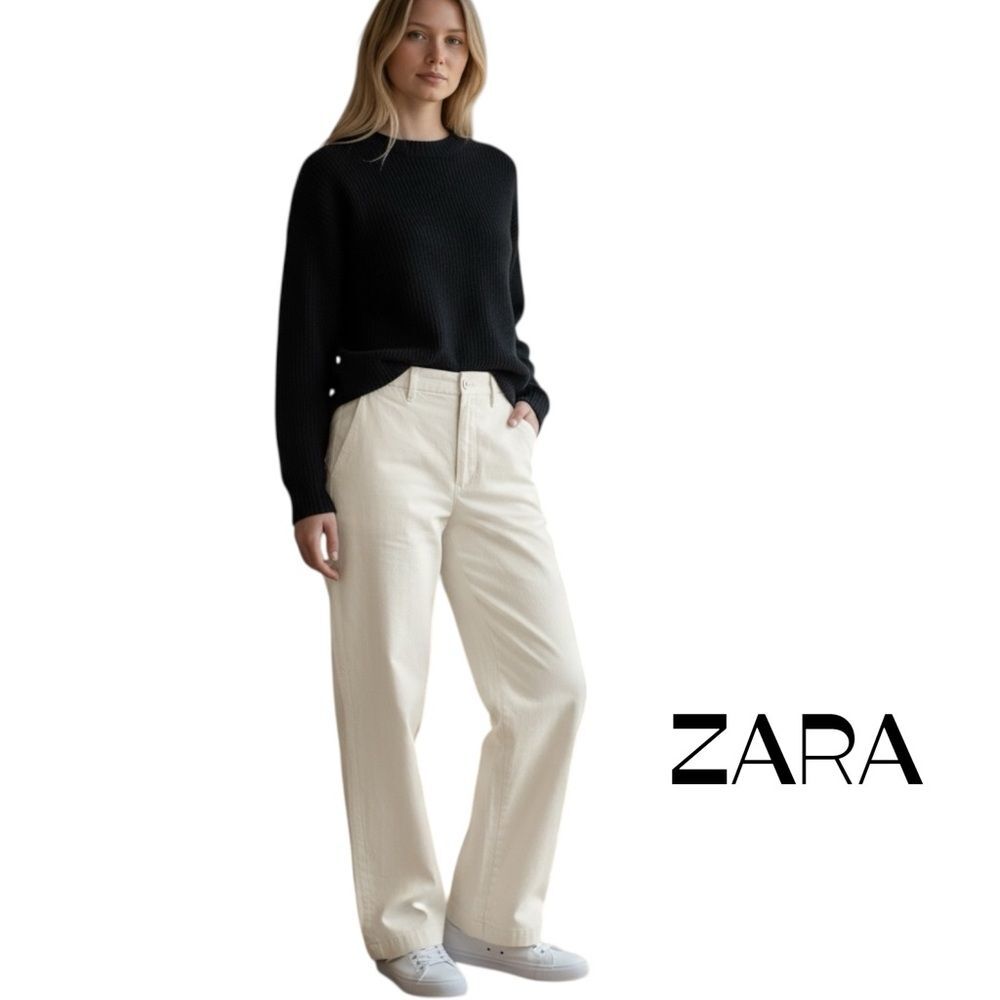 Zara White High Rise Straight Leg Jeans NWOT Size XS CowGirl